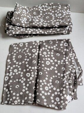 Set 6x Crate & Barrel 💯% Linen Napkins, Gray w/ White Dots, Large  22” Square